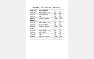Marche Nordique - Planning du vendredi