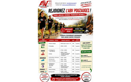 Horaires des entraînements Saison 2026-2027